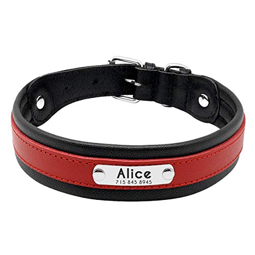 PET ARTIST Collar para Perro con Nombre de Perro Grabado Personalizado de Piel Acolchada para Mascotas, Etiquetas de identificación para Mascotas