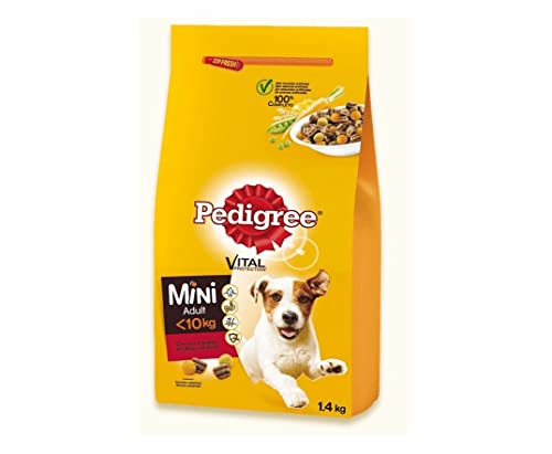 Pedigree Pienso para Perros Adultos Mini, Sabor Buey y verduras (1,4kg)