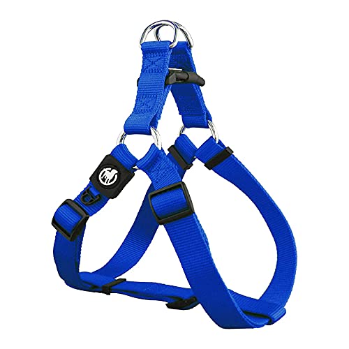 DDOXX Arnés Perro Step-In Nylon, Ajustable | Muchos Colores & Tamaños | para Perros Pequeño, Mediano y Grande | Accesorios Gato Cachorro | Azul, L