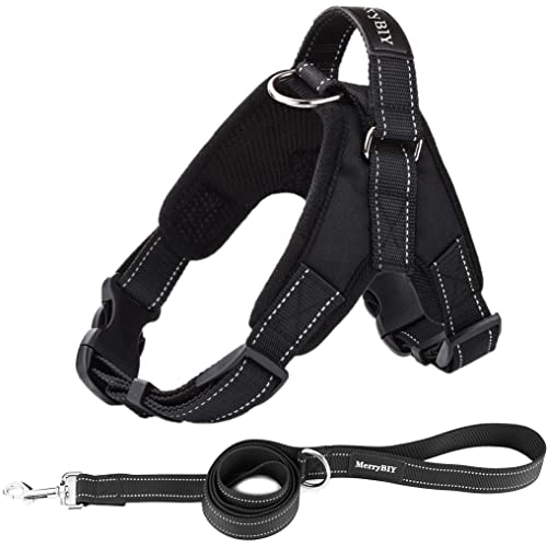 MerryBIY Arnés Perro con Correa, Perros Pecho de Arnés Mascotas Reflectante Acolchado Dog Vest Harness Ajustable Arnes Seguridad Chaleco Cabestro para Ejercicio de Caminar Formación Corriendo