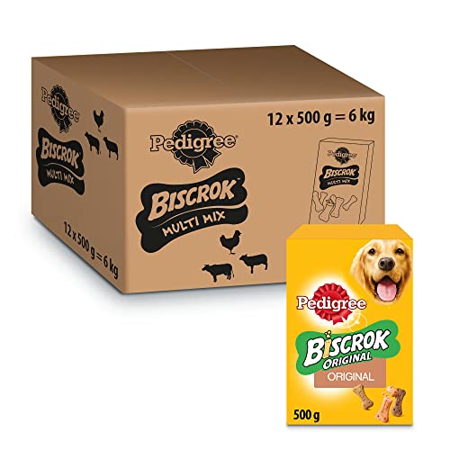 Pedigree Biscrock Galletas para Perro de 3 Sabores (Pack de 12 x 500g)