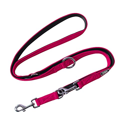 DDOXX Correa Perro Multiposición Air Mesh, Ajustable en 3 tamaños, 2m | Muchos Colores & Tamaños | para Perros Pequeño, Mediano y Grande | Correa Accesorios Doble 2 Gato Cachorro | Rosado Pink, M