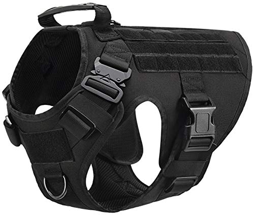 DHGTEP Arnés Anti Tirón para Perros Grandes Arnés Militar Táctico para Perros Pastor Alemán Doberman Labrador Producto de Entrenamiento para Perros de Servicio (Color : Black, Size : M)