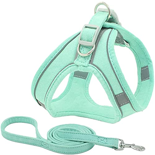 Juego de Correas para Arnés para Perros Arnés para Correa para el Pecho para Perros con Asa Arnés para Perros Reflectante Ajustable para Perros Pequeños y Gatos Medianos