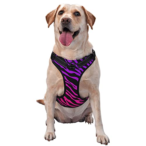 AXETVSOK Arnés de chaleco para perro, arnés de perro rosa con estampado de leopardo de cebra, reflectante, ajustable, fácil control