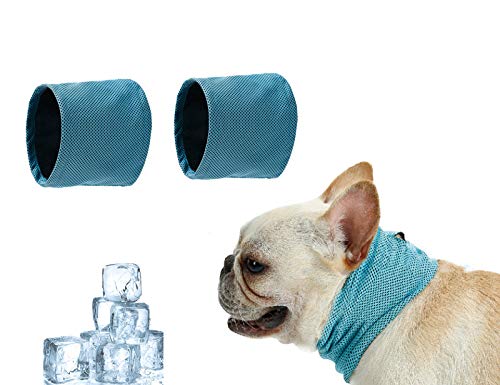 Tineer Pet Cooling Bandana Dog Cat Bufanda Transpirable Bulldog Summer Ice Enfriamiento instantáneo Toalla Envoltura de Cuello Collares para Cachorros Gatitos (Paquete de 2) (L (55 * 16cm))