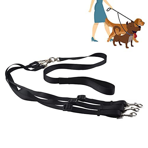 3 en 1 Perro Correas, Correa para Perros 3 en 1, Correa de Acoplamiento de Perro, Cuerda de Tracción para Perros, Correa Nylon para Perros, para Perros Medianos y Pequeños, Caminar (Negro)