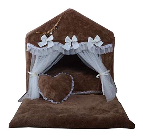 Camas para Perros pequeños Mascota Jerarquía De La Cama con Antideslizante Inferior Elegante Una Cama Caseta De Perro Mascota Calentamiento Nido Princesa Arcos Diseño del Corazón del Cordón GCSQF