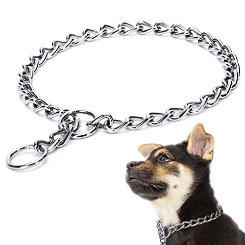 Nobleza - Collares para Perros, Collares de Acero Cadena Serpiente Metal para Adiestramiento, para Paseo y adiestramiento de Metal para Perros medianos y Grandes, 3.5 mm × 55cm