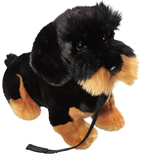 Carl Dick Peluche Perro Salchicha, Dachshund Negro Sentado con Correa de Perro Felpa, 30cm 3528