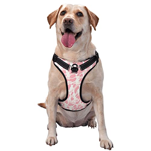 HABXNJF Arnés para perro, arnés reflectante ajustable con estampado de leopardo rosa, arnés de chaleco para mascotas para perros pequeños, medianos y grandes