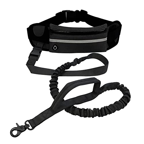 Greyoe Correas para Perros, Correa Running Perro, Correa Extensible Perro Pequeño, Manos Libres para Correr, Senderismo, Correas, Antiaplastamiento, 160-220 cm, Traje Deportivo para Correr (Negro)