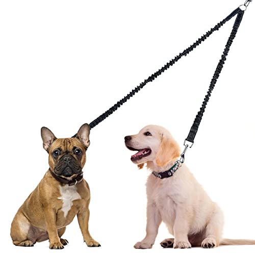 cobee Correas Dobles para Perros, rotación giratoria de 360 °, sin enredos, Divisor de Plomo Dual para Perro con Hebilla de Longitud Ajustable, Correa Doble para Caminar y Entrenar (Negro)