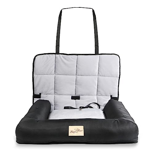 BingoPaw Cama Perro Coche Asiento:Transportin Protector Silla Cubre Asiento Coche Impermeable Antideslizante para Mascotas Perro Pequeño Mediano Gato Tipo Cuna Acolchada con Funda Lavable M