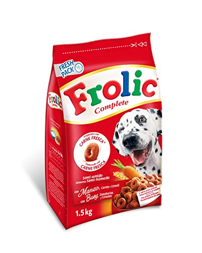 Frolic Pienso Semihúmedo para Perros Adultos, Sabor Buey, 1.5 kg (Paquete de 5)