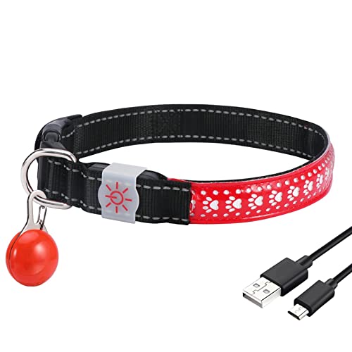 ALEOHALTER Collar de perro LED, USB recargable con luz para perro con cable de carga colgante impermeable intermitente collar de seguridad para mascotas para caminar nocturno (tamaño: L)