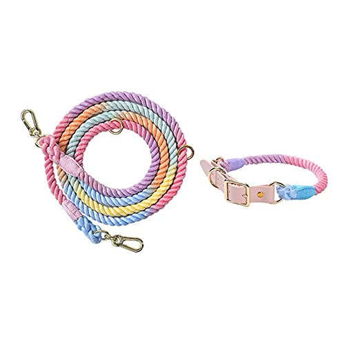 Correas para Perros Cuerda para Caminar para Perros con múltiples Cabezas de Arco Iris Tejida a Mano Correa para Perros multifunción Correa para Mascotas de Dos Cabezas al Aire Libre,B,S