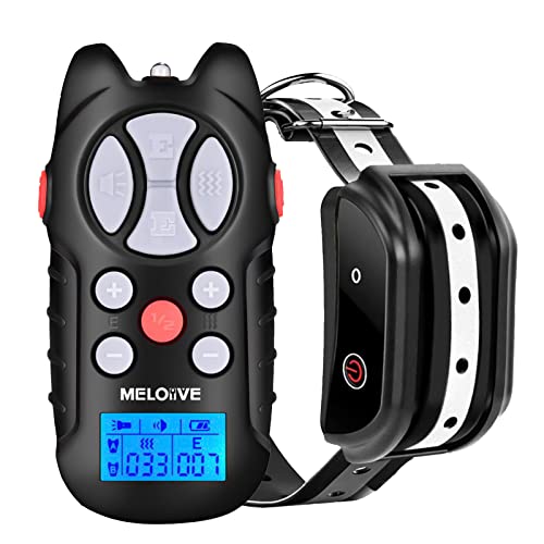 Meloive Collar de Adiestramiento para Perros con Mando a Distancia de 1200m, IPX67 Collar para Perros con Bloqueo de Teclado, 4 Modos de Adiestramiento con Pitido, Vibración,Luz y Modo E