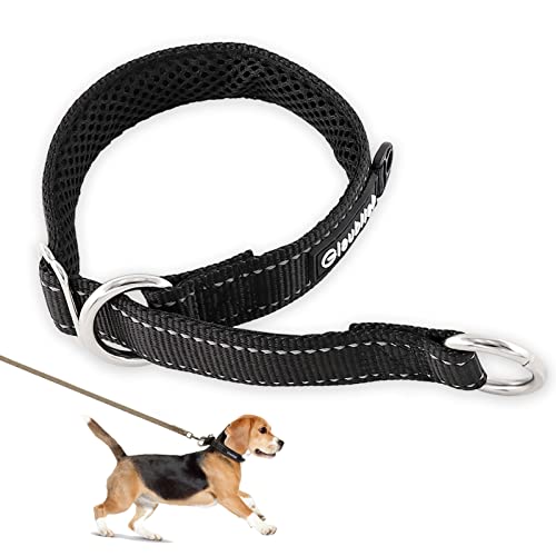 Collar Perros de Nylon Reflectante Collares Duraderos para Perros con Cojines de Malla Suave para Cachorros Medianos Grandes Perros (M)