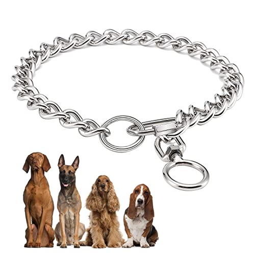 Collares para Perros de Cadena, Collar de masticación de Metal de Acero Inoxidable Collar P -Cadena de Cadena con Cierre de conexión para Perros pequeños medianos Grandes Grandes (A, L)