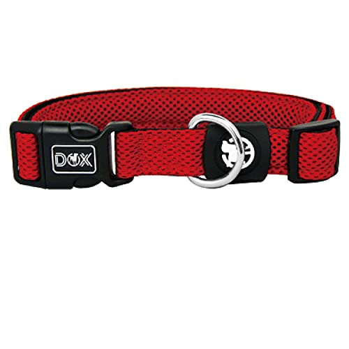 DDOXX Collar Perro Air Mesh, Ajustable, Acolchado | Muchos Colores & Tamaños | para Perros Pequeño, Mediano y Grande | Collares Accesorios Gato Cachorro | Rojo, XS