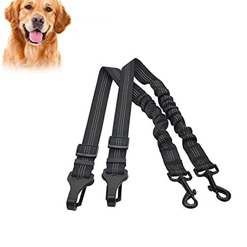 Lhdfyqt 2 Unidades Cinturon Perro Coche, Ajustable arnes Perro Coche , Cinturón de Seguridad para Perro, Ajustable Perros Correa Alta Seguridad para Todas Las Razas Perros y Gatos (Negro)