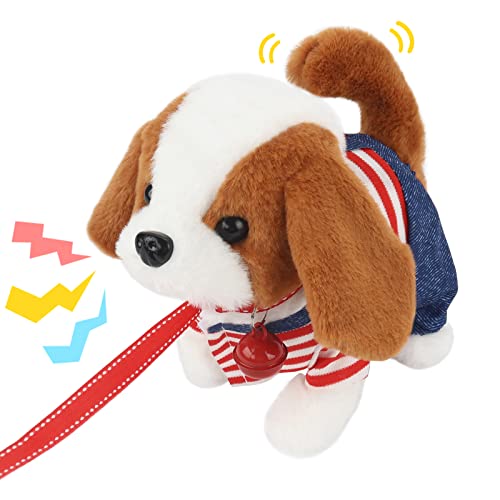 LUFEIS Mascota Interactiva Perrito Robot, Peluche Perro Interactivo Que Camina, Juguete para Perros Suaves y Tiernos, Agitar Cola Educación Temprana Regalo de Cumpleaños para Niños 3+ Años