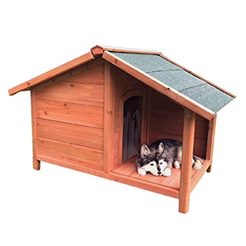 Casa para Perros con Porche Madera al Aire Libre para Mascotas Cabina de Troncos Estilo Perrera Resistente a la Intemperie Muebles para Mascotas para el hogar a Prueba de Agua para