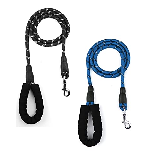 Correas para Perros Duradera 2pcs Correa Adiestramiento Perro Correa para Perro Pequeño Nylon Correa de Perro Fuerte con Hilos Altamente Reflectantes y Mango Doble para Perros Todos Tamaños 2 mx11mm