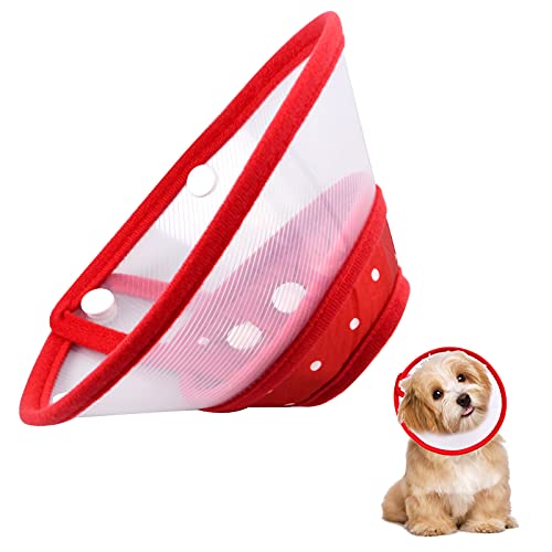 Collar Conos de Recuperación para Mascotas Collar Isabelino Plástico para 1-2kg Pequeño Perros Gato Recuperación de Curar Heridas Ajustable Collar Protector Anti-Mordida para Baño Recortar Uña, Rojo