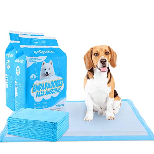 Edipets, Empapadores Perros, 60x60 cm, (40 Unidades), Alfombrillas Higiénica Desechables para Mascotas, Toallitas de Entrenamiento y Adiestramiento, Absorbentes,Resistente a Prueba de Fugas