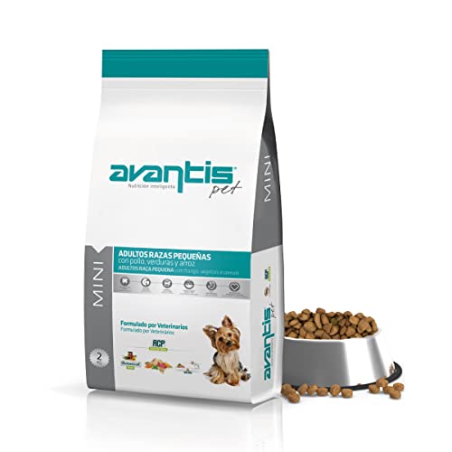 Avantis Pet Mini - Pienso para Perros Adultos de Razas Pequeñas - 2 kg - Comida con Triple Acción Que Favorece el Sistema Inmune y la Digestión - Altamente Digestiva con Pollo, Verduras y Arroz