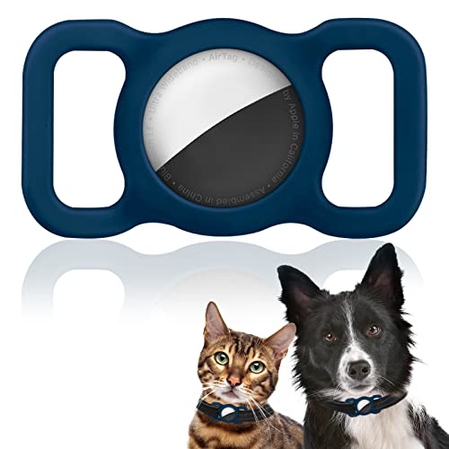 Ainiv Airtag Collar para Perro, 1 Pieza Funda de Silicona Airtags para Apple AirTag, Funda Protectora, Antipérdida Airtag GPS Finder para Mascota, Perro, Gato Collar (Azul)