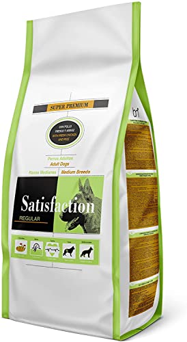 Pienso para Perros Satisfaction Regular Medium 15 KG, pienso para Perros medianos (para Perros Que pesan Entre 10 y 25 kg), Comida para Perros de Raza Mediana elaborada con Pollo Fresco y arroz