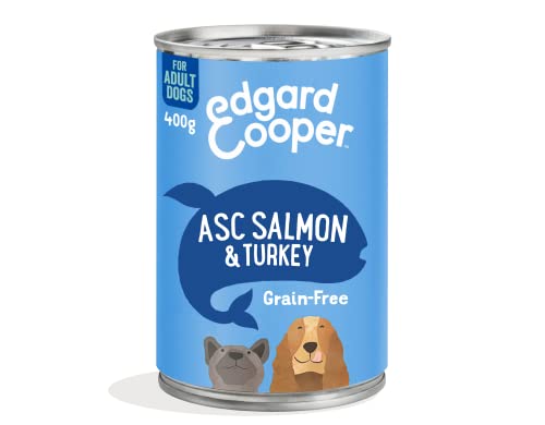 Edgard & Cooper Pienso para Perros Adultos Comida Humeda Natural 6x400g Salmon y Pavo Fresco, Alimento Sano, Sabroso y Equilibrado, Proteínas