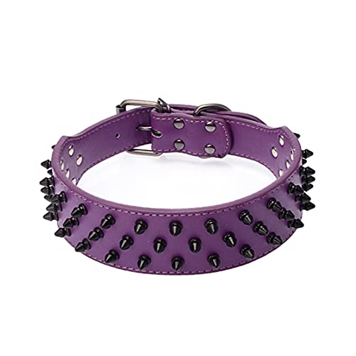 Yiwong Collar de Cuero para Perro con Púas, Collar para Perro con Remache de Clavo de Bala, Collar para Perro de Piel con Tachuelas, para tamaño Mediano, Pitbull, Bulldog inglés