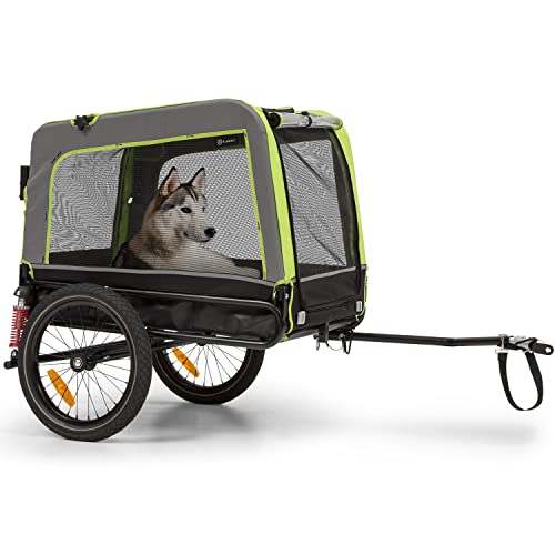 Klarfit Husky Vario Carro Perro Bicicleta 2 en 1, Carrito Perros Remolque Bicicleta, Lona Oxford 600D, Reflectores, Bandera de Advertencia y Arnés de Seguridad, Perros Medianos, 45 kg MAX.