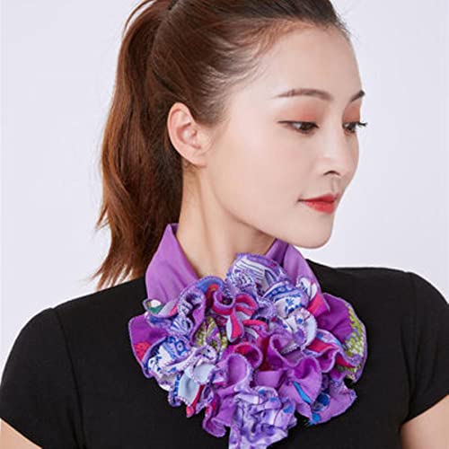 Coreano floral gasa cuello protector cuello falso cobertura bufanda verano mujeres hielo seda proteger cervical elástico babero cuello P51-floral púrpura