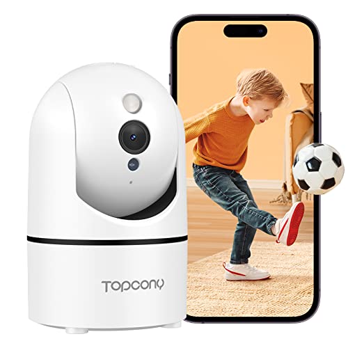 Topcony Cámara IP WiFi Interior 1080P con Detección de Humano y Sonidos, Cámara de Vigilancia 360° con Sirena, Admite 512GB Tarjeta y Cloud, Visión Nocturna, Audio Bidireccional, Funciona con Alexa