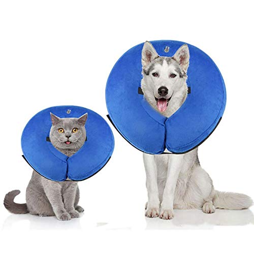 Collar Hinchable de recuperación de petaca de protección Ajustable Cono de cicatrización Confortable para Perro y Gato, S(COU: 17-30cm / 7-12in)