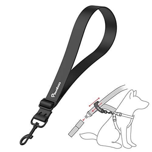 Pawaboo Cinturón de Seguridad para Mascotas, Correa Ajustable de Seguridad para Perros de Nylon+PVC, Arnés para Cinturón de Seguridad del Coche Durable con Mosquetón Giratorio, 32 Inch, Negro