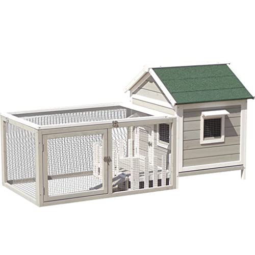 Casetas para Perros Exterior Villa de Lujo de Gran Espacio para Patio terraza, Caseta para Mascotas pequeñas con Jaula, Fácil de Limpiar (Color : Grey, S : 162.4 * 68 * 82.3cm)