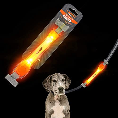 LaRoo Collar de perro iluminado con calcomanías de nailon, accesorios universales brillantes para arnés de correa, collar de silicona impermeable para perro, collar intermitente LED de noche para