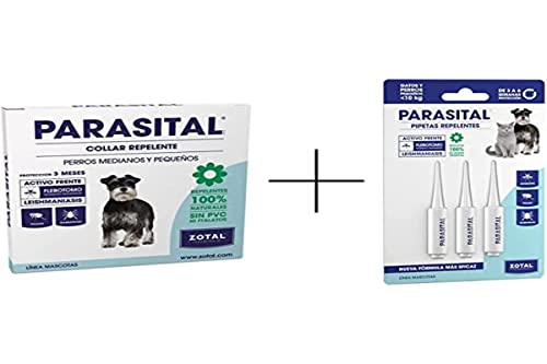 Zotal PARASITAL® Pack Collar Antiparasitario Perros Medianos y Pequeños + Pipeta Perros Pequeños y Gatos | Pack contra los parásitos externos en Mascotas | Ingredientes Activos Naturales | Marca