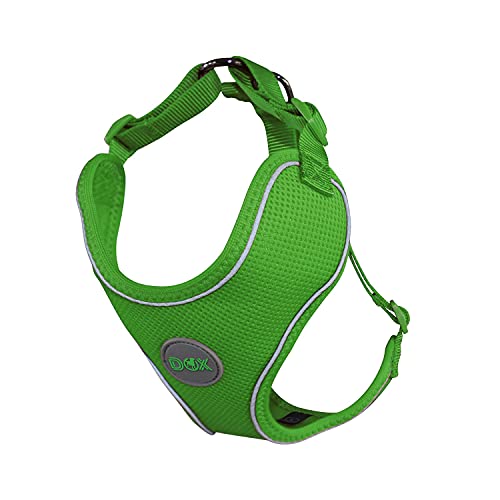 DDOXX Arnés Perro Air Mesh, Ajustable, Reflectante, Acolchado | Muchos Colores & Tamaños | para Perros Pequeño, Mediano y Grande | Accesorios Gato Cachorro | Verde, S