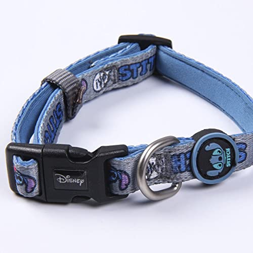 Collar Premium para Perros de Stitch - Color Azul - Talla XXS-XS - Cierre Rápido de Click - Detalles en 3D - Collar de Perro Elaborado en Poliéster - Producto Original Diseñado en España