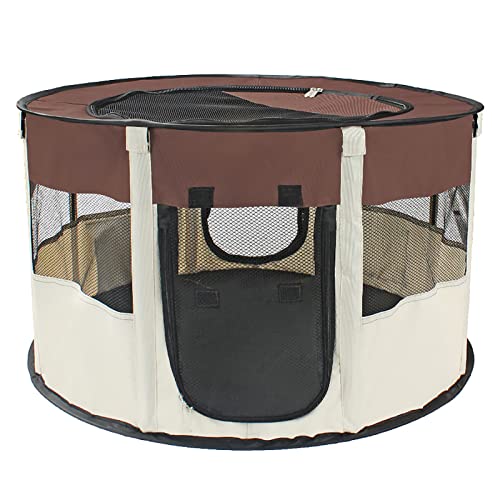 Parque para Perros | Parques para Mascotas Plegables con Malla - Caseta para Gatos de Tela Oxford Resistente al Agua para Interiores y Exteriores, Uso en Viajes Rianpesn