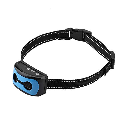 Compras Locas Collar de ladridos de Perro, Dispositivo de Control de ladridos Detección de ladridos de Collar Anti-ladridos a Prueba de Agua Recargable (Azul)