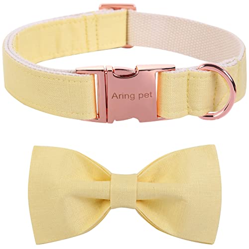 ARING PET Collar para perro, bonito collar de perro amarillo con lazo, collar de perro de algodón ajustable con hebilla de metal para perros pequeños, medianos y grandes