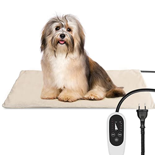 NICREW Manta Eléctrica para Perros 70x40 cm de Temperatura Ajustable, Manta Térmica para Perros con Temporizador, 6 Niveles Disponibles de Temperatura